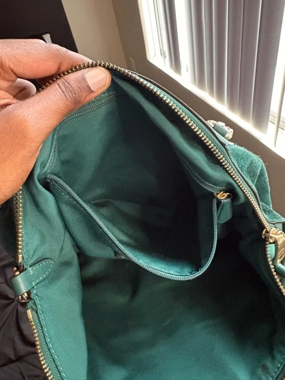 Coach Leather and Suede Satchel Handbag in Green - Picture 7 of 7